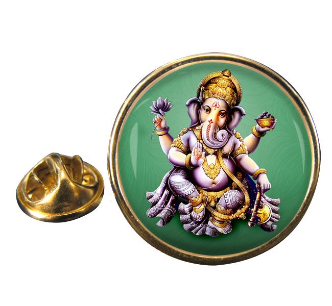 Ganesh Round Pin Badge